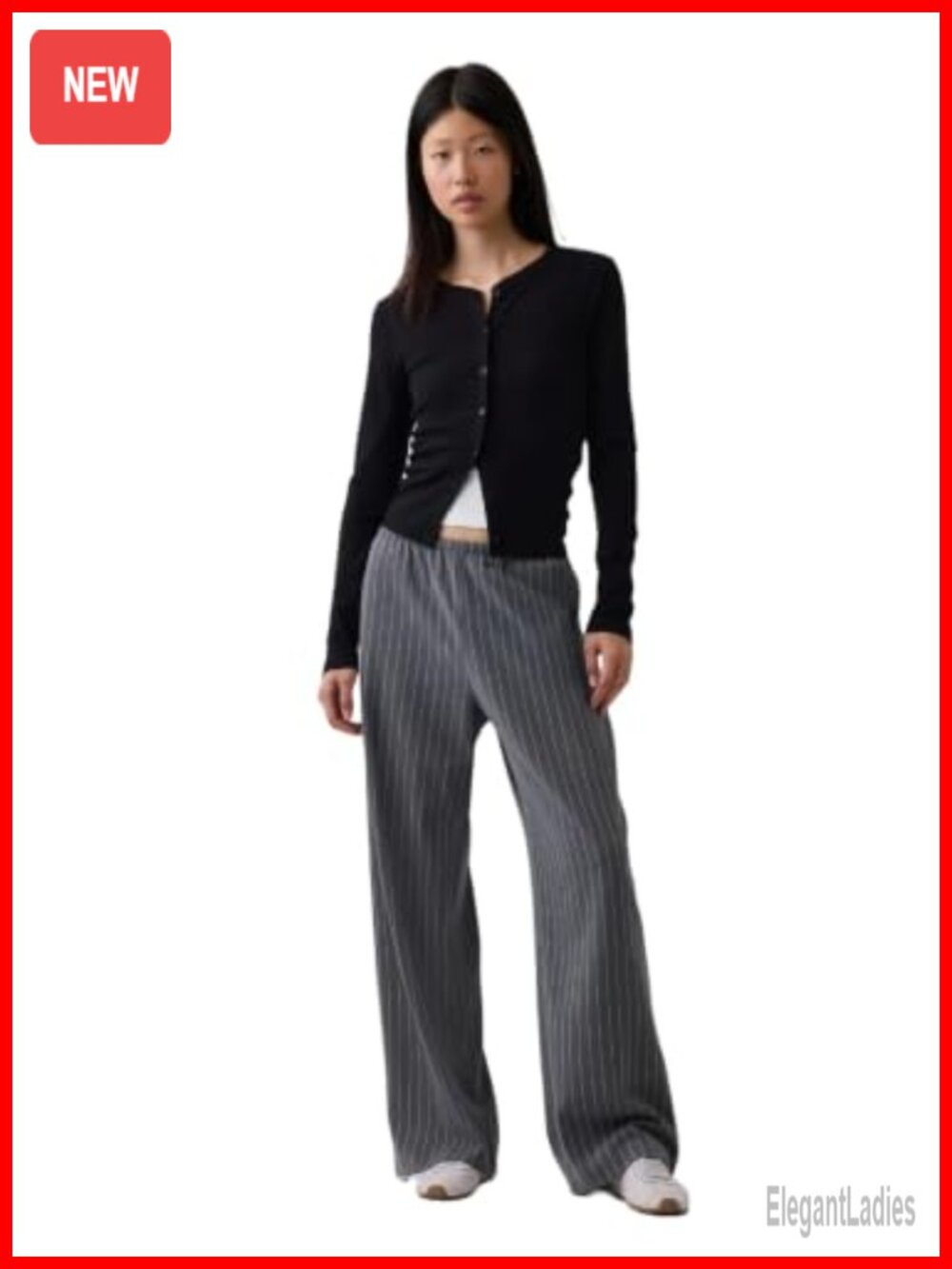 Wide Leg Pull On Pants Mid Rise Relaxed Casual Fall Bottoms